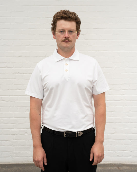 'A' Golf Polo SS White