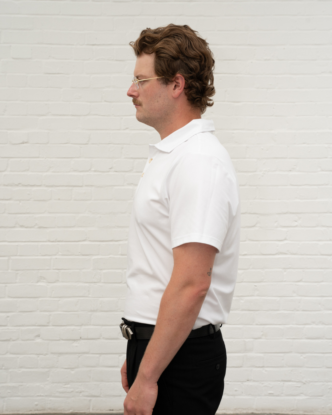 'A' Golf Polo SS White