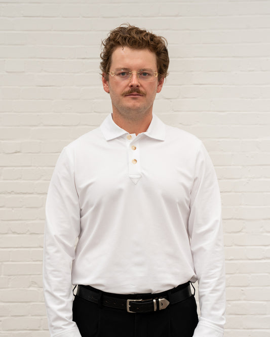 'A' Golf Polo LS White