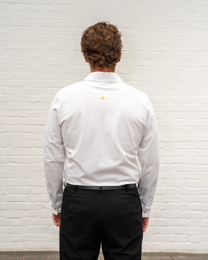 'A' Golf Polo LS White
