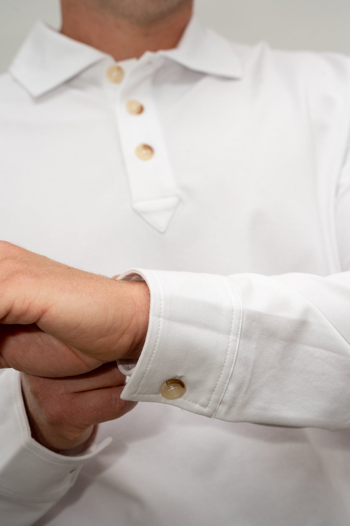 'A' Golf Polo LS White
