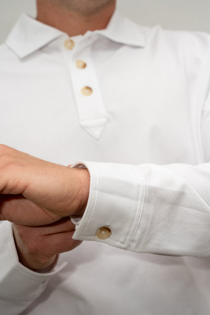'A' Golf Polo LS White
