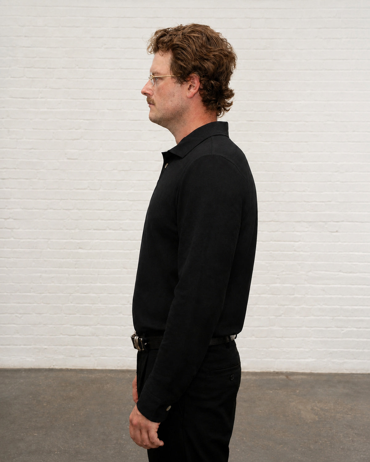 'A' Golf Polo LS Black