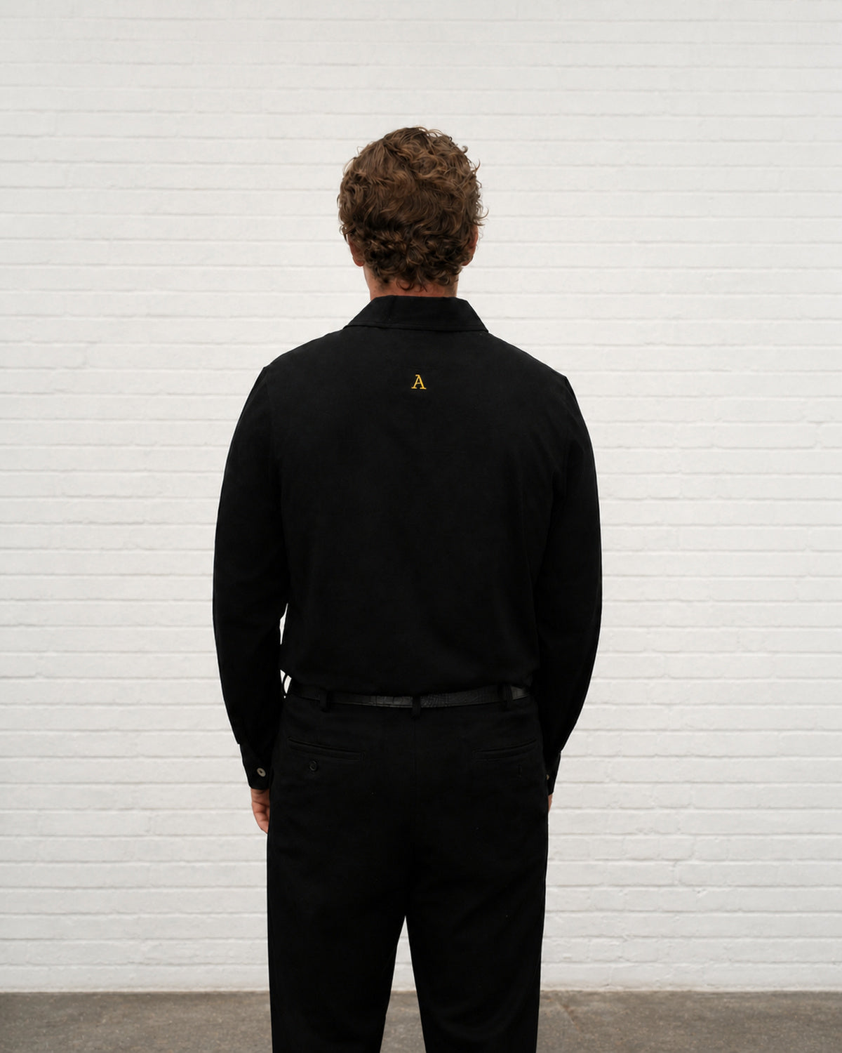 'A' Golf Polo LS Black