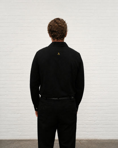 'A' Golf Polo LS Black