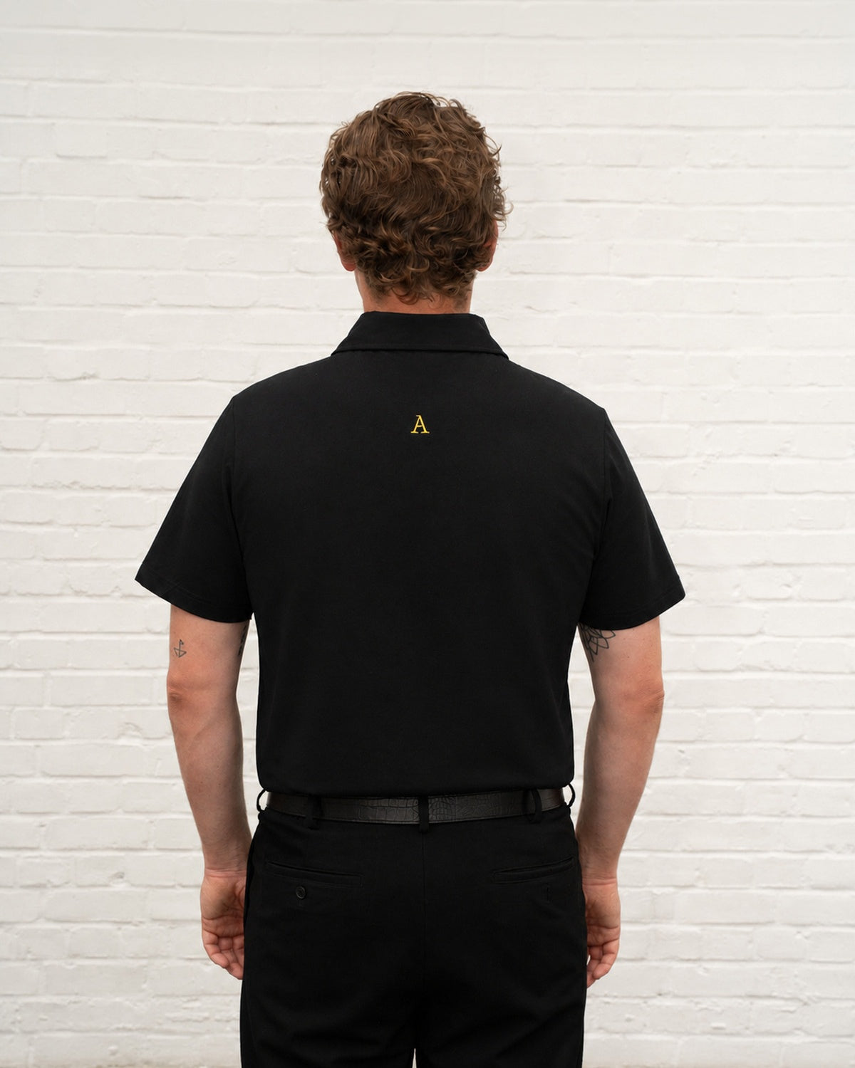 'A' Golf Polo SS Black