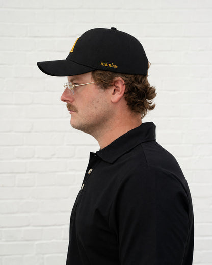 'A' Members Cotton Cap - Black