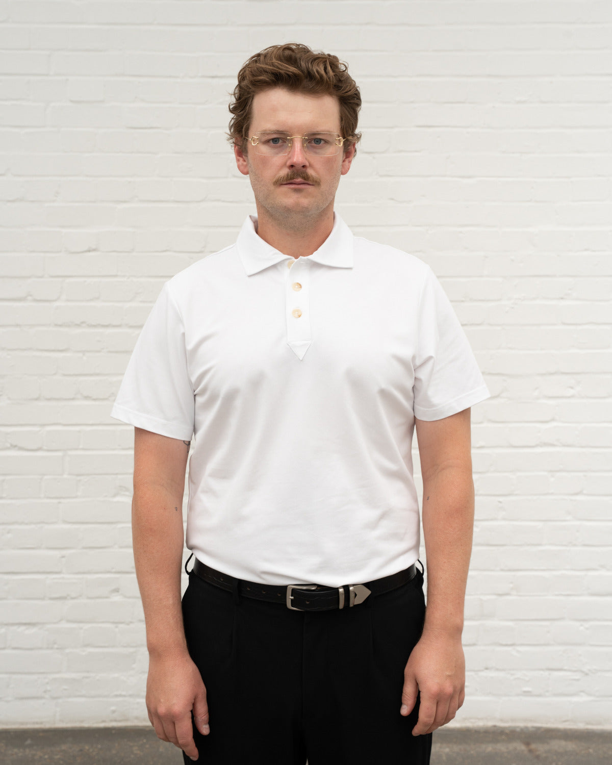 'A' Golf Polo SS White
