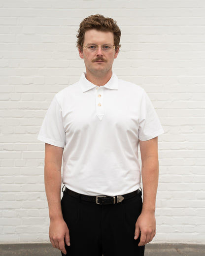 'A' Golf Polo SS White