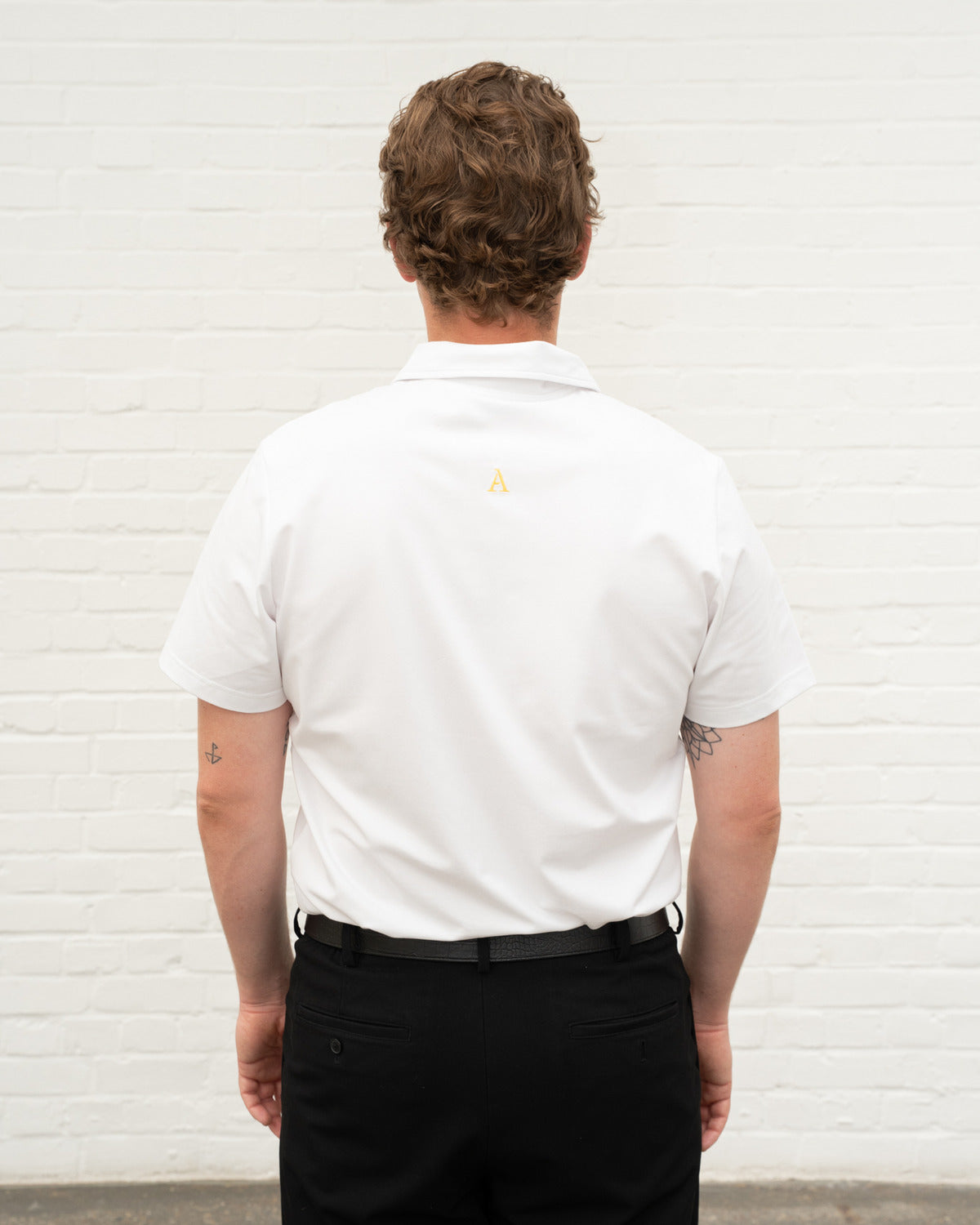 'A' Golf Polo SS White