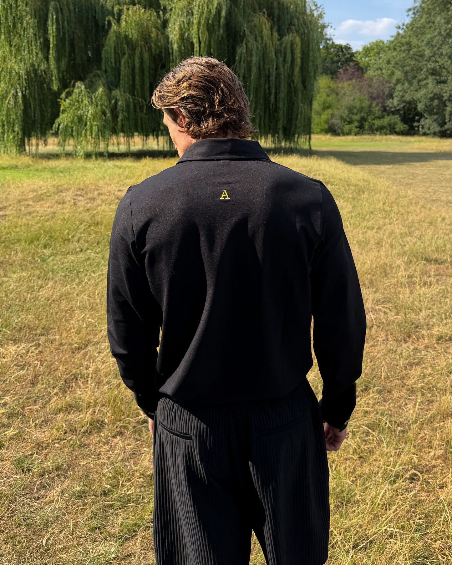 'A' Golf Polo L/S Black