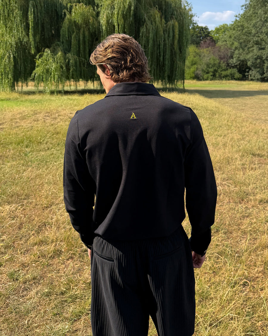 Black - 'A' Golf Polo L/S back