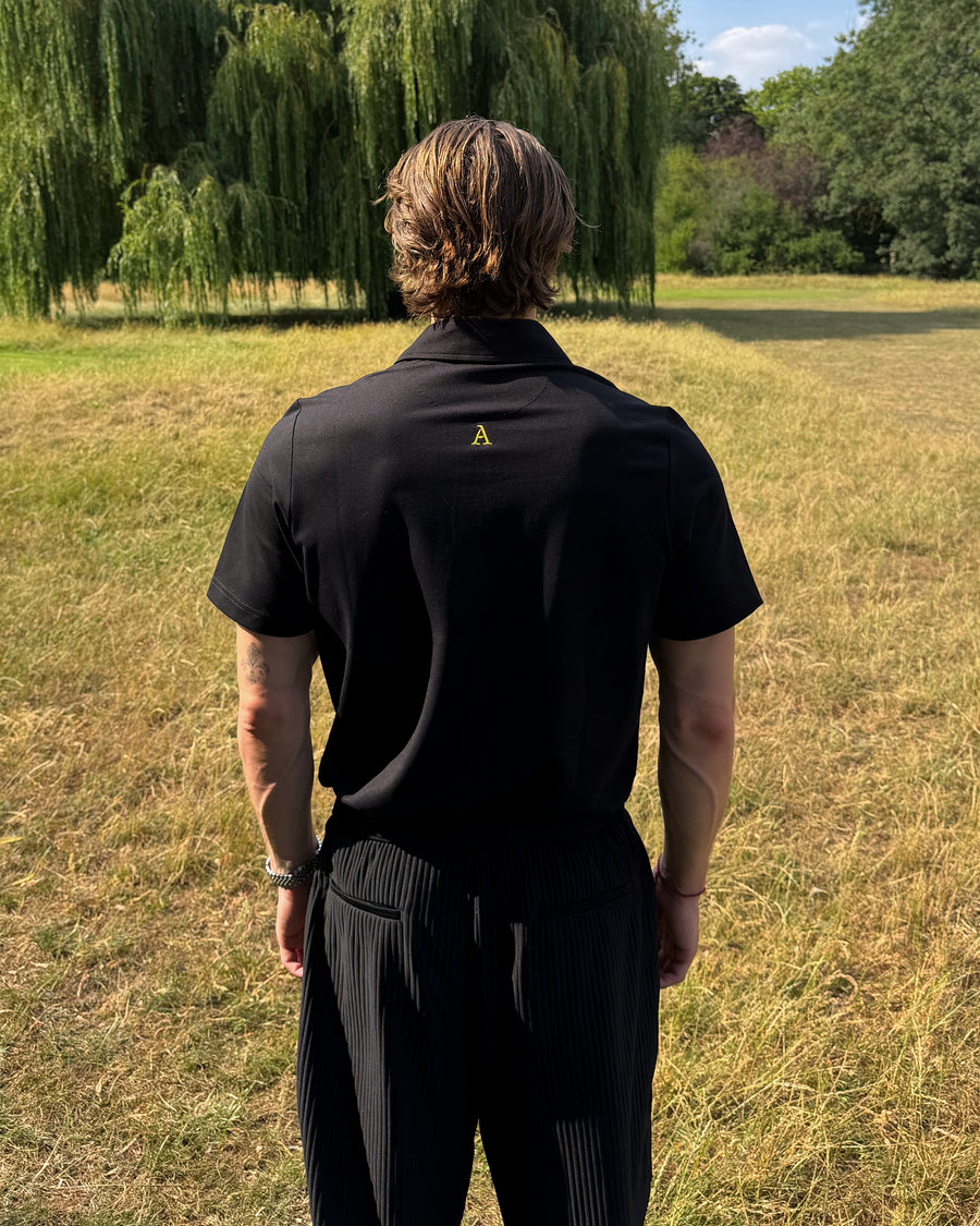 Black - 'A' Golf Polo S/S back