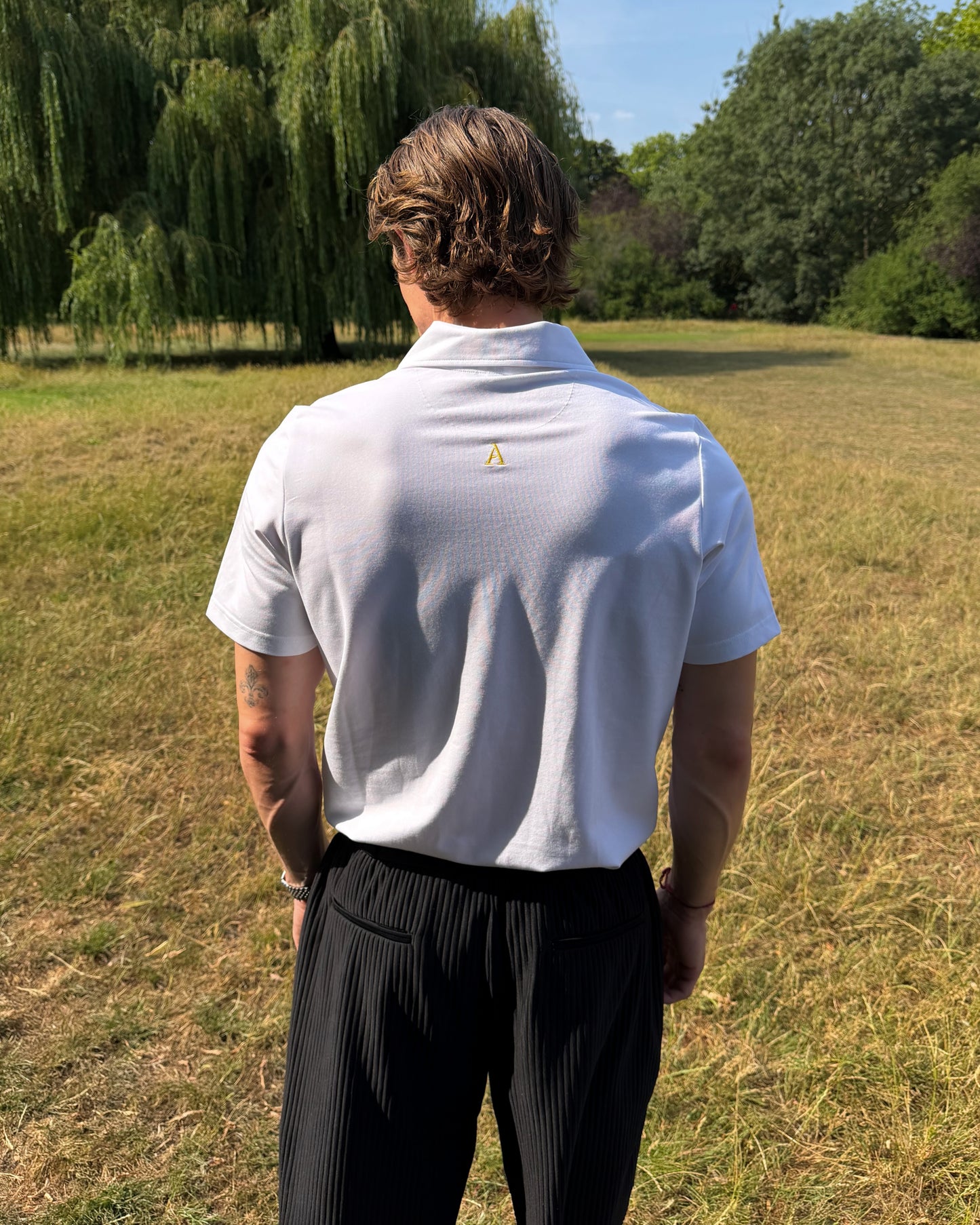 'A' Golf Polo S/S White