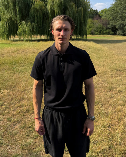 'A' Golf Polo S/S Black