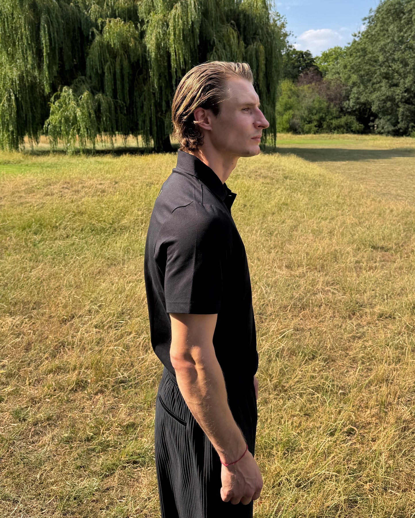 'A' Golf Polo S/S Black