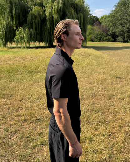 'A' Golf Polo S/S Black