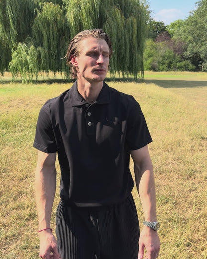 'A' Golf Polo S/S Black